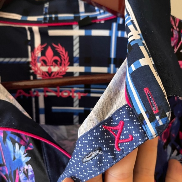 Mens Au Noir Floral All Over Print Golf Polo Shirt XL - Picture 7 of 10